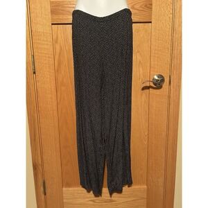 Vintage Retro Patterned Black & White Polka Dot Wide Leg Flowy Women's Pants 2